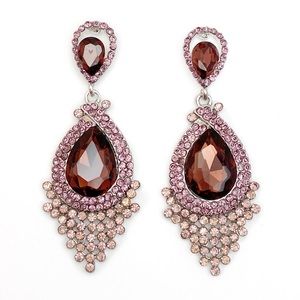 Burgundy Wine Crystal Special Occasion Earrings